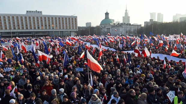 Manifestación en Varsovia, la capital polaca