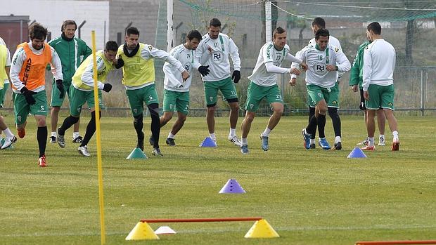 Los jugadores del Córdoba, en un entrenamiento