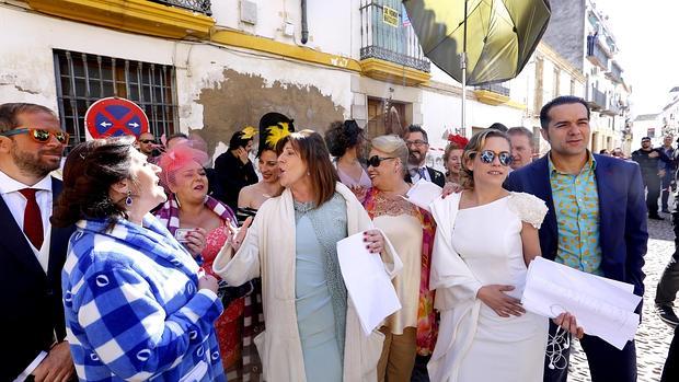 Los actores, en un momento del rodaje