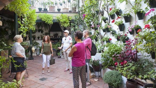 Un grupo de visitantes en uno de los patios del Alcázar Viejo