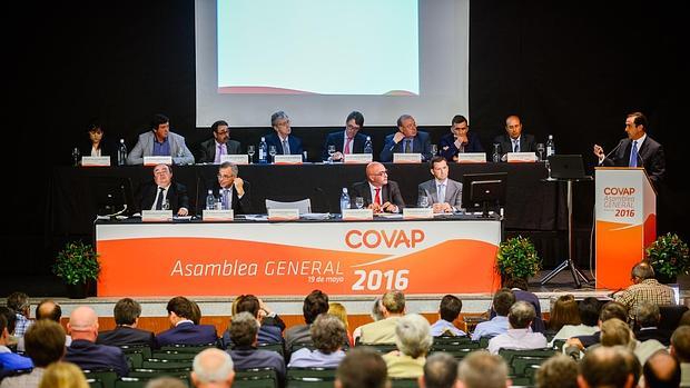 Ricardo Delgado Vizcaíno se dirige a la asamblea general de Covap