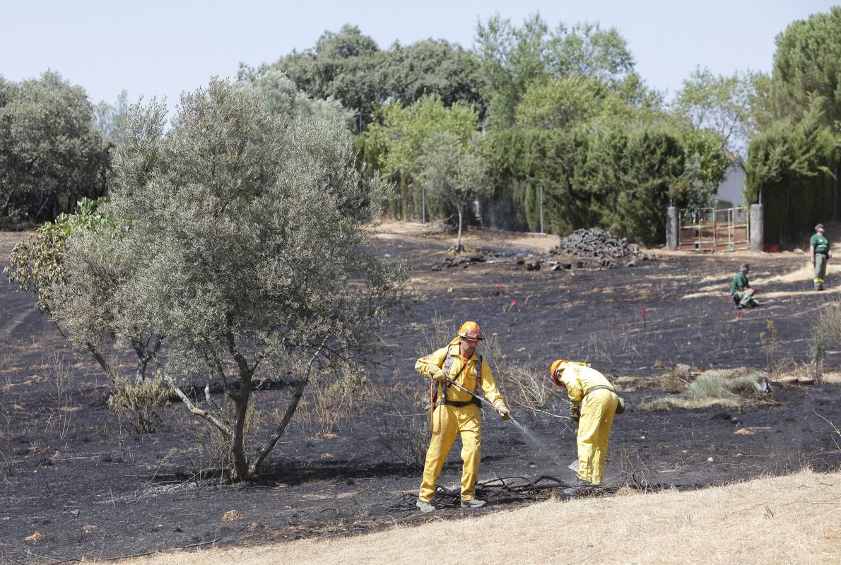 Personal del Infoca tras haber controlado el fuego