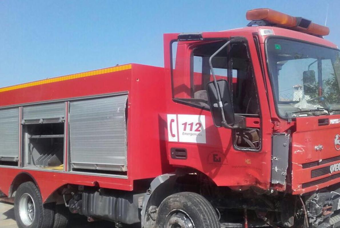 Uno de los vehículos accidentados del Consorcio Provincial de Bomberos