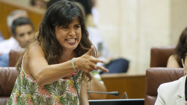 Teresa Rodríguez, en el Parlamento de Andalucía