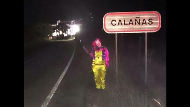 Fotografía del payaso de Calañas en las redes sociales