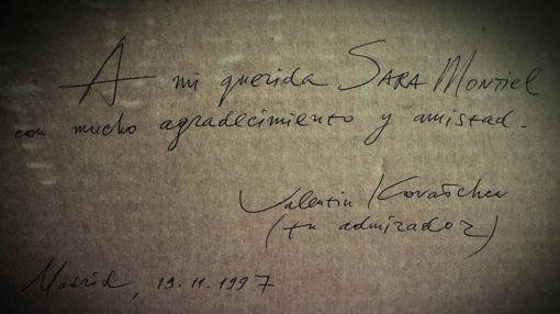 Dedicatoria de Kovatchev a Sara Montiel