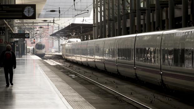 Un tren AVE hace entrada en la estación de ferrocarril