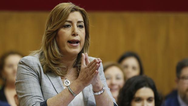 Susana Díaz, durante su intervención este jueves en el Parlamento de Andalucía