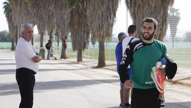 Antoñito, en el entrenamiento del Córdoba CF