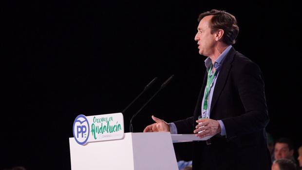 El portavoz del PP en el Congreso, Rafael Hernando, durante su intervención en el XV Congreso Regional del PP-A