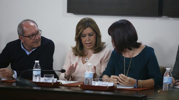 Susana Díaz durante la reunión esta mañana