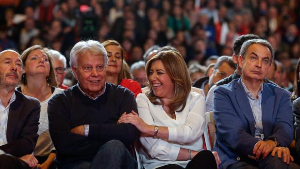 Alfredo Pérez Rubalcaba, Felipe González, Susana Díaz y José Luis Rodríguez Zapatero