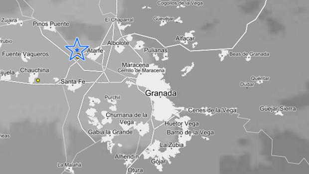 La estrella marca elepicentro del terremoto