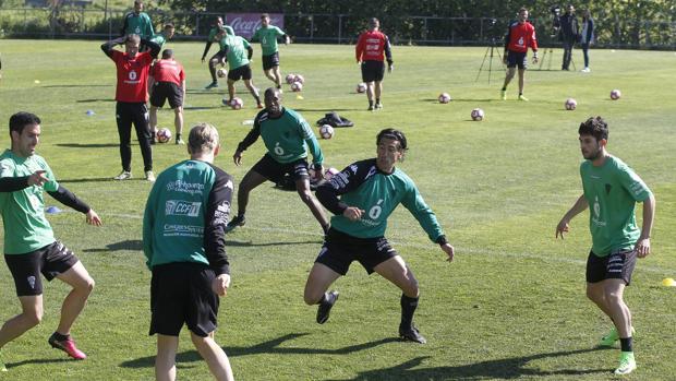 Los jugadores del Córdoba durante un rondo