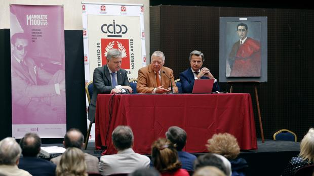 Juan José Primo Jurado, José Cosano y Rafael Jordano, durante las conferencias