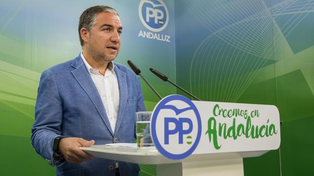 Elias Bendodo, portavoz del PP-Andalucia, en la sede del PP