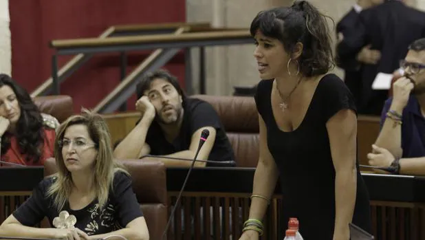 Teresa Rodríguez, en un Pleno del Parlamento andaluz