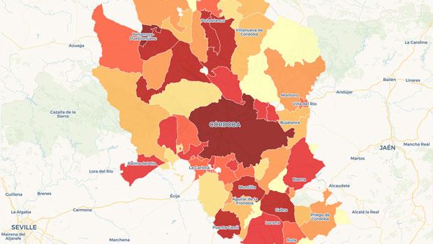 Mapa de la desigualdad en Córdoba: estos son los pueblos más ricos y más pobres de la provincia