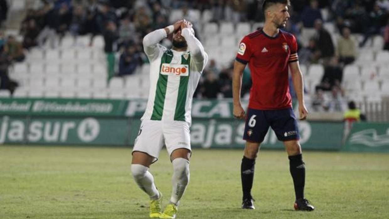 Edu Ramos lamenta una ocasión fallada para empatar en el Córdoba CF-Osasuna