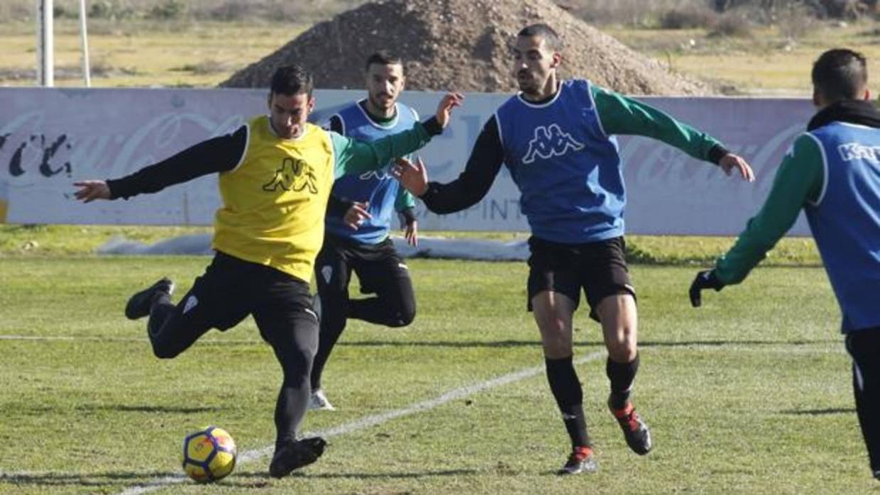 Alfaro, en un entrenamiento del Córdoba CF