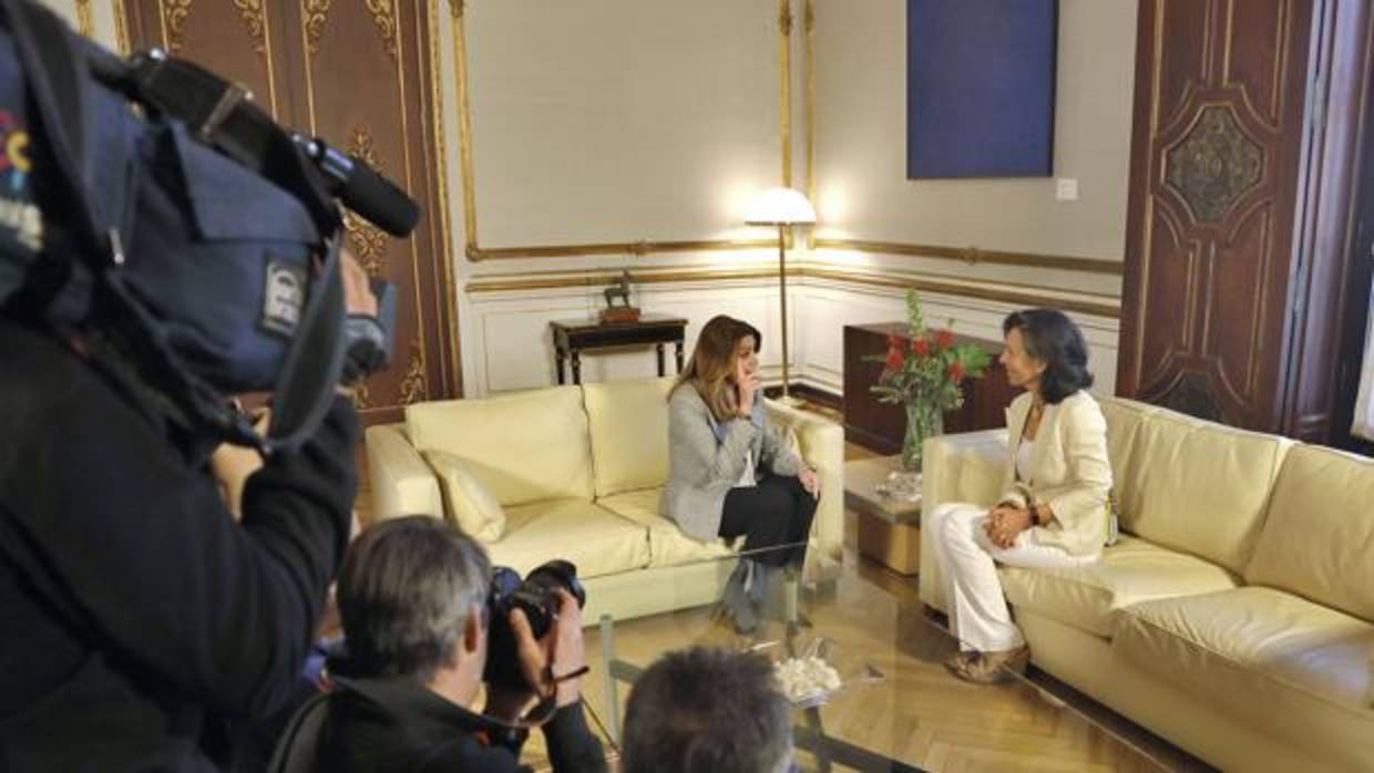 Susana Díaz y Ana Patricia Botín durante el encuentro que mantuvieron este jueves en San Telmo