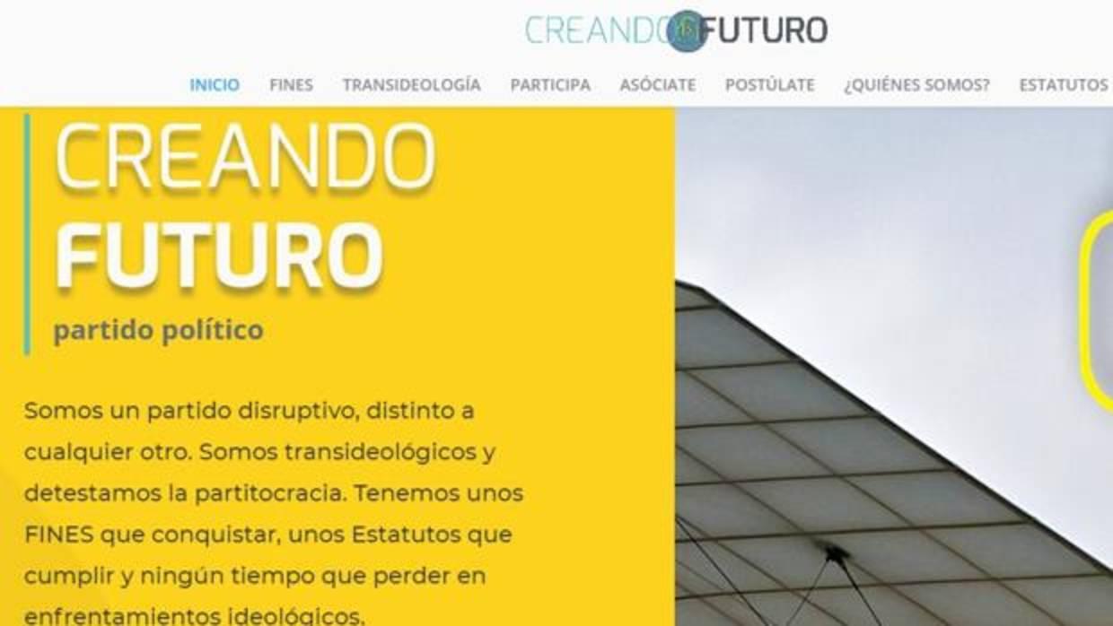 Pantalla de inicio de la página web de Creando Futuro, que aún está por terminar.