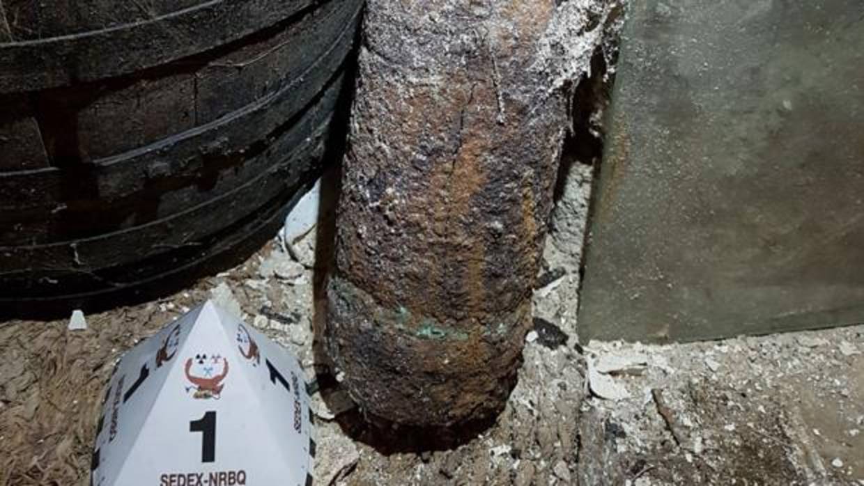 Proyectil encontrado en una bodega de Palma del Río