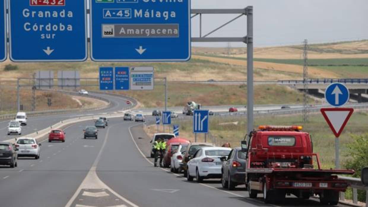 Lugar del accidente a la salida del Puente de Andalucía