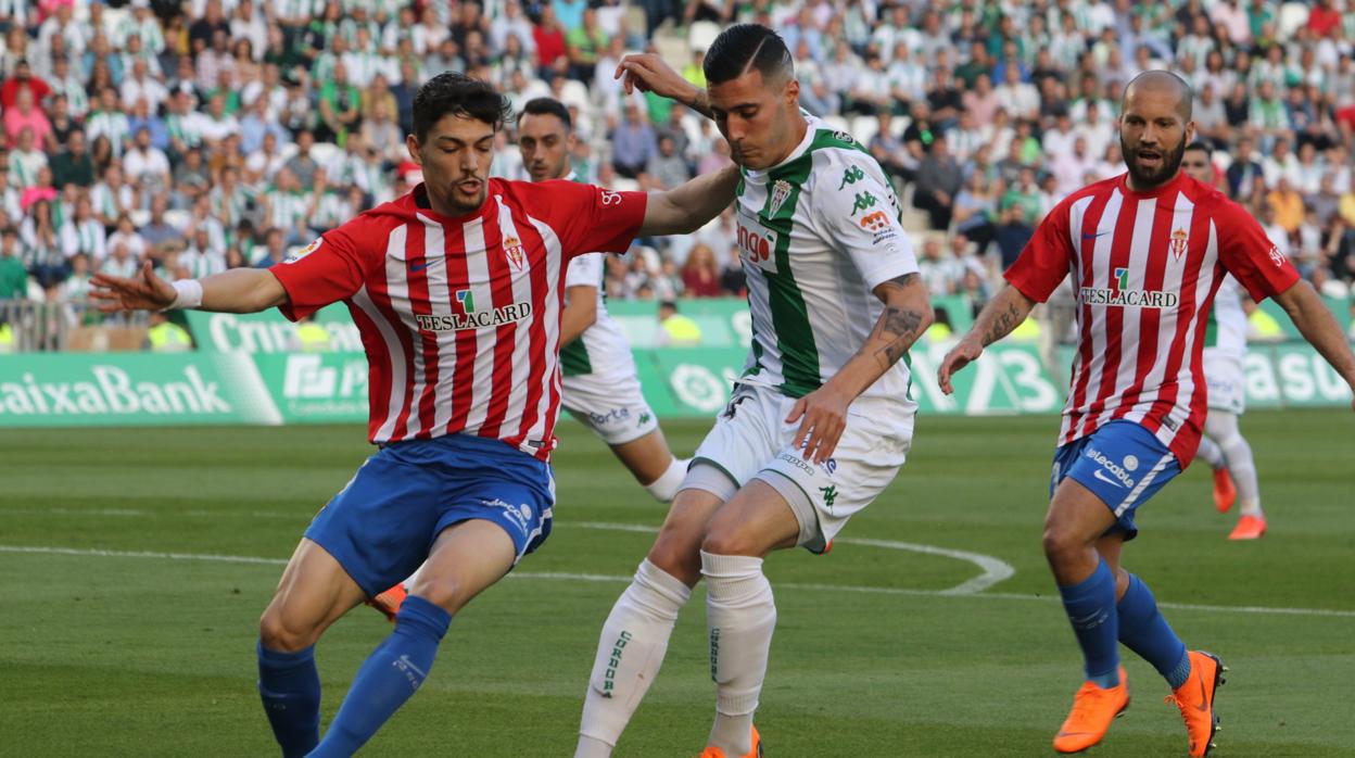 En un momento del Córdoba CF-Sporting