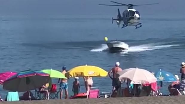 Espectacular persecución policial en helicóptero a un narco en una playa de Málaga