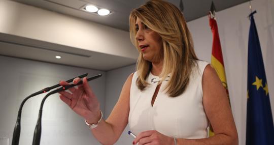 Susana Díaz en la rueda de prensa que ofreció tras su encuentro con Pedro Sánchez