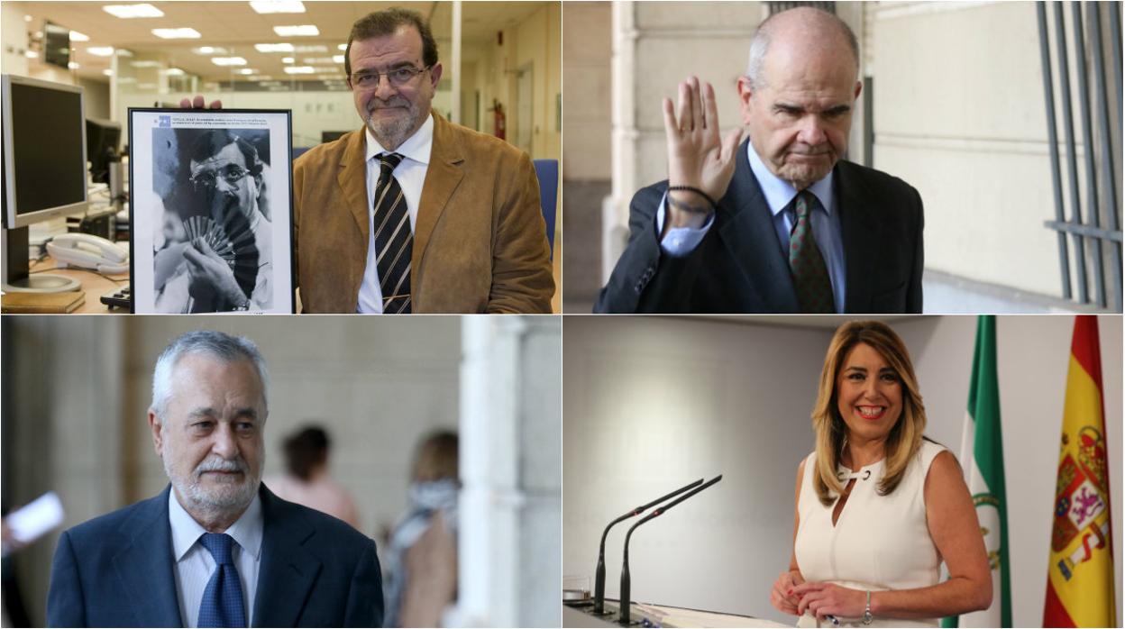 José Rodríguez de la Borbolla, Manuel Chaves, José Antonio Griñán y Susana Díaz, cuatro presidentes que se han tenido que enfrentar al caso Costa Doñana, que data de 1987