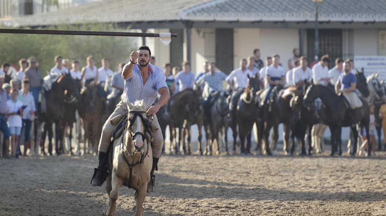 Tradicional carrera de cientas a caballo en El Real del Rocío