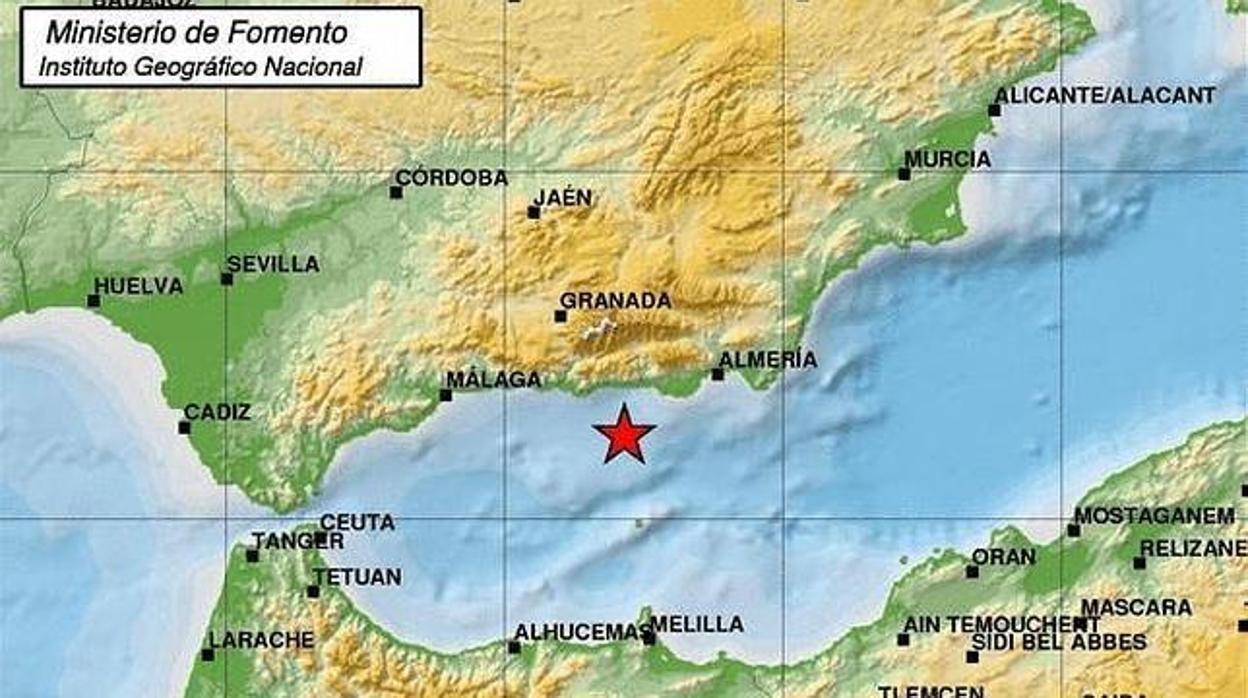 Localización de un terremoto junto a las costas de Andalucía