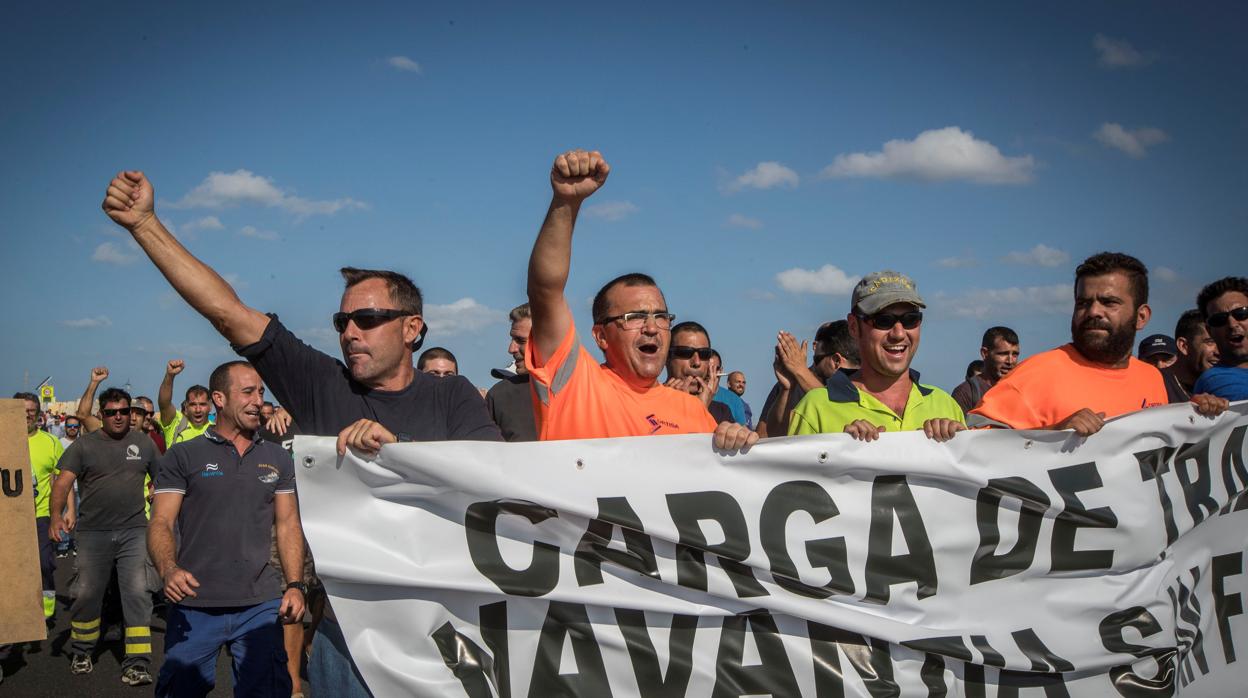 Los trabajadores de Navantia en una de las manifestaciones de los últimos días