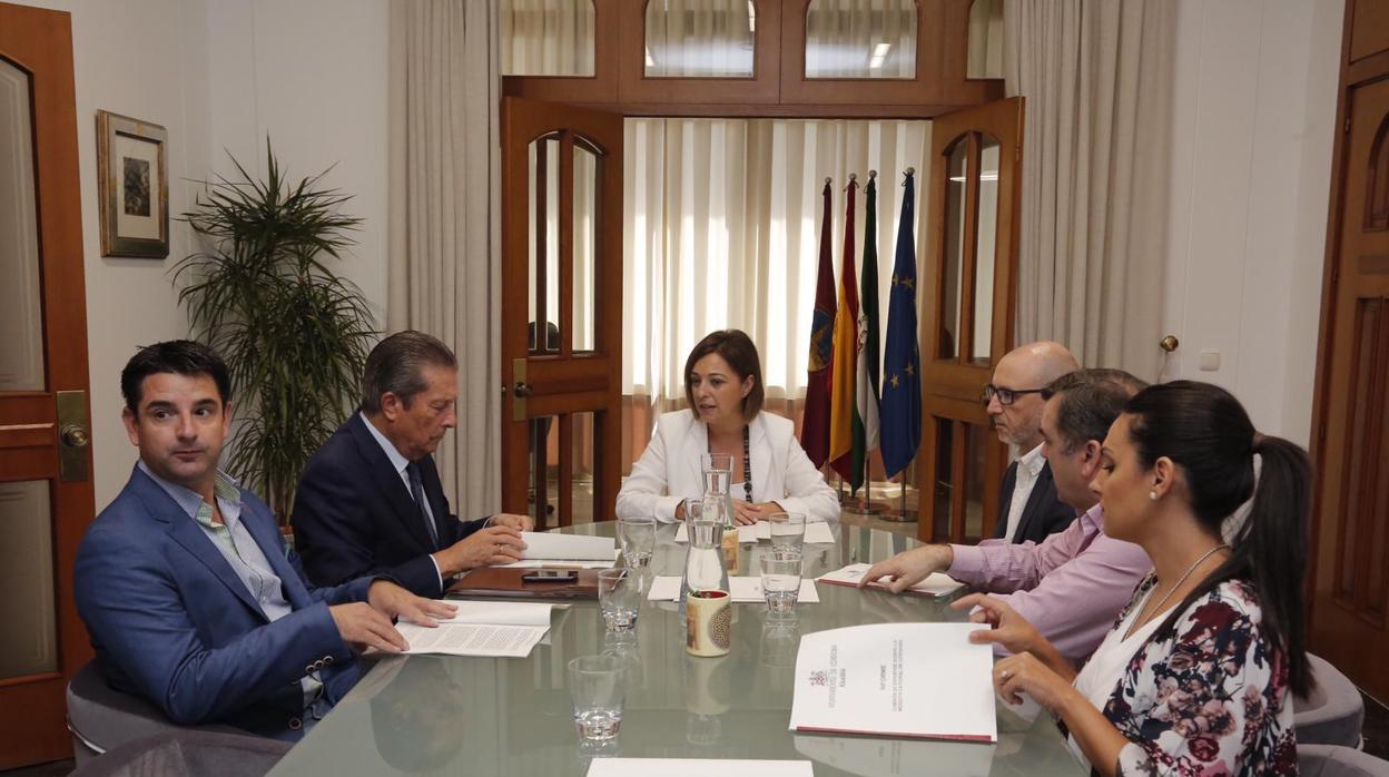 La alcaldesa, junto a Mayor Zaragoza y a representantes de los grupos políticos municipales