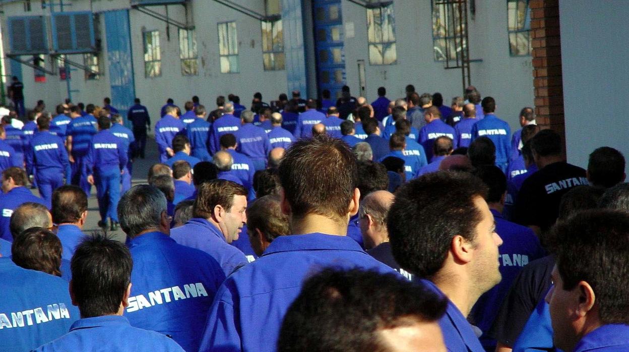 Los trabajadores de Santana cuando la fábrica funcionaba a pleno rendimiento