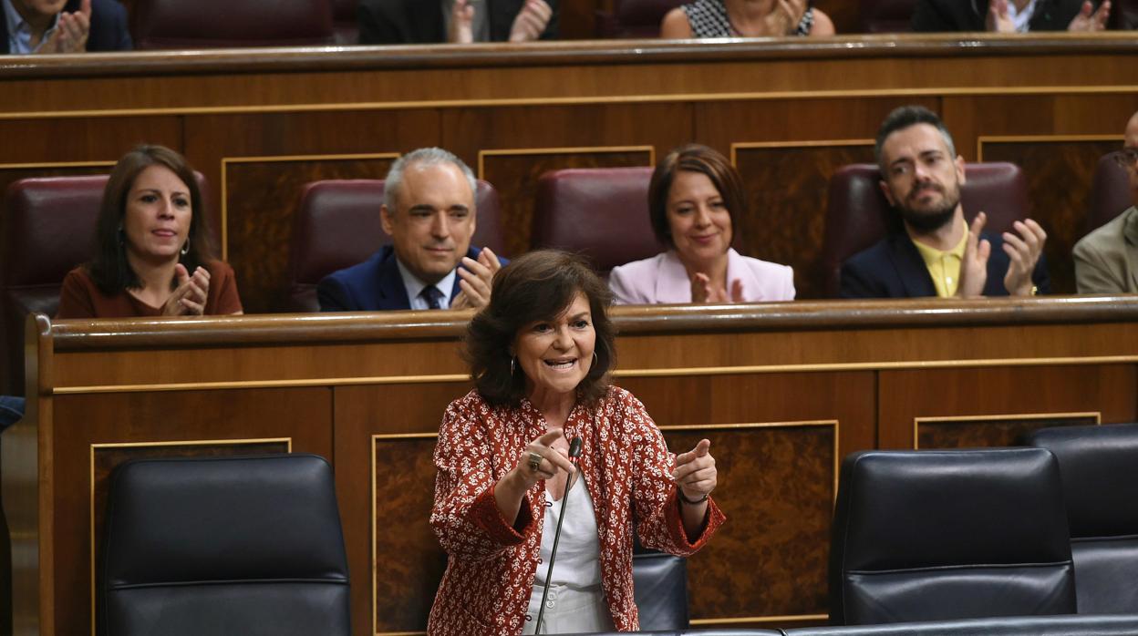 La vicepresidenta durante un debate parlamentario