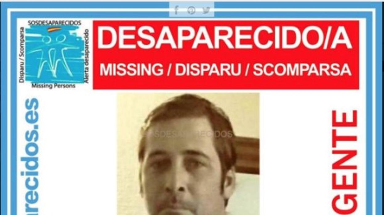 Cartel de SOS Desaparecidos sobre Antonio Ortega