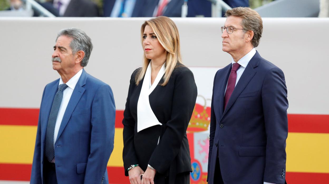 Susana Díaz, hoy junto a Alberto Núñez Feijoo y Miguel Ángel Revilla