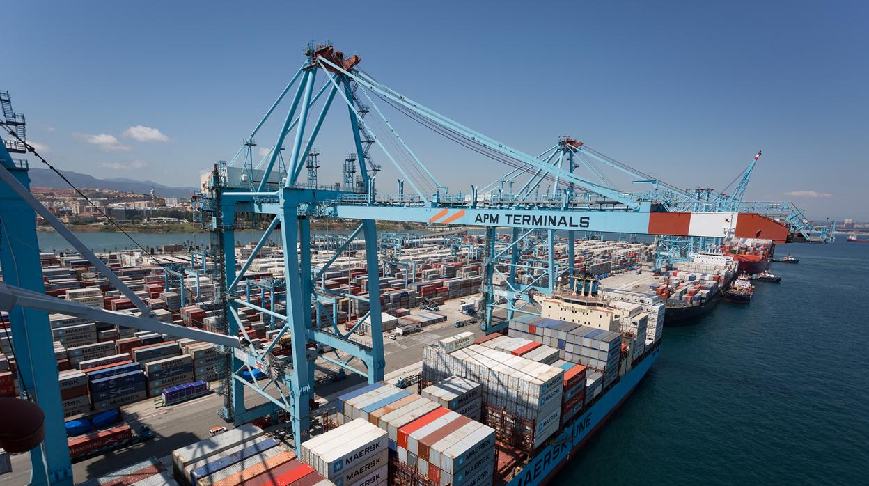 Instaladiones de APM Terminals en el puerto de Algeciras.