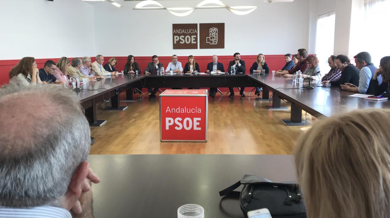 Ejecutiva Provincial del PSOE que ha aprobado la lista electoral de Sevilla para las próximas elecciones del 2 de diciembre