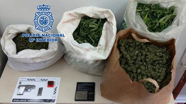 La Policía se incauta de 25 kilos de marihuana y una pistola en una parcela de Córdoba