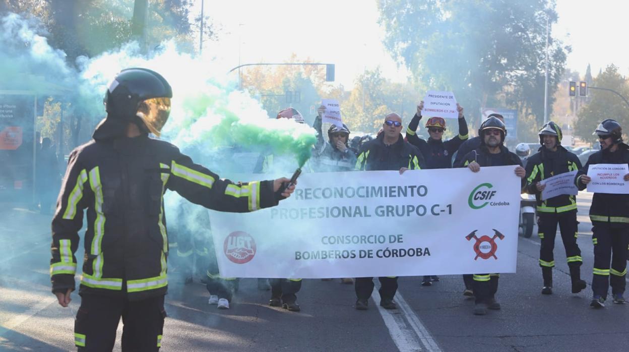 Protesta de los bomberos del Consorcio, este jueves