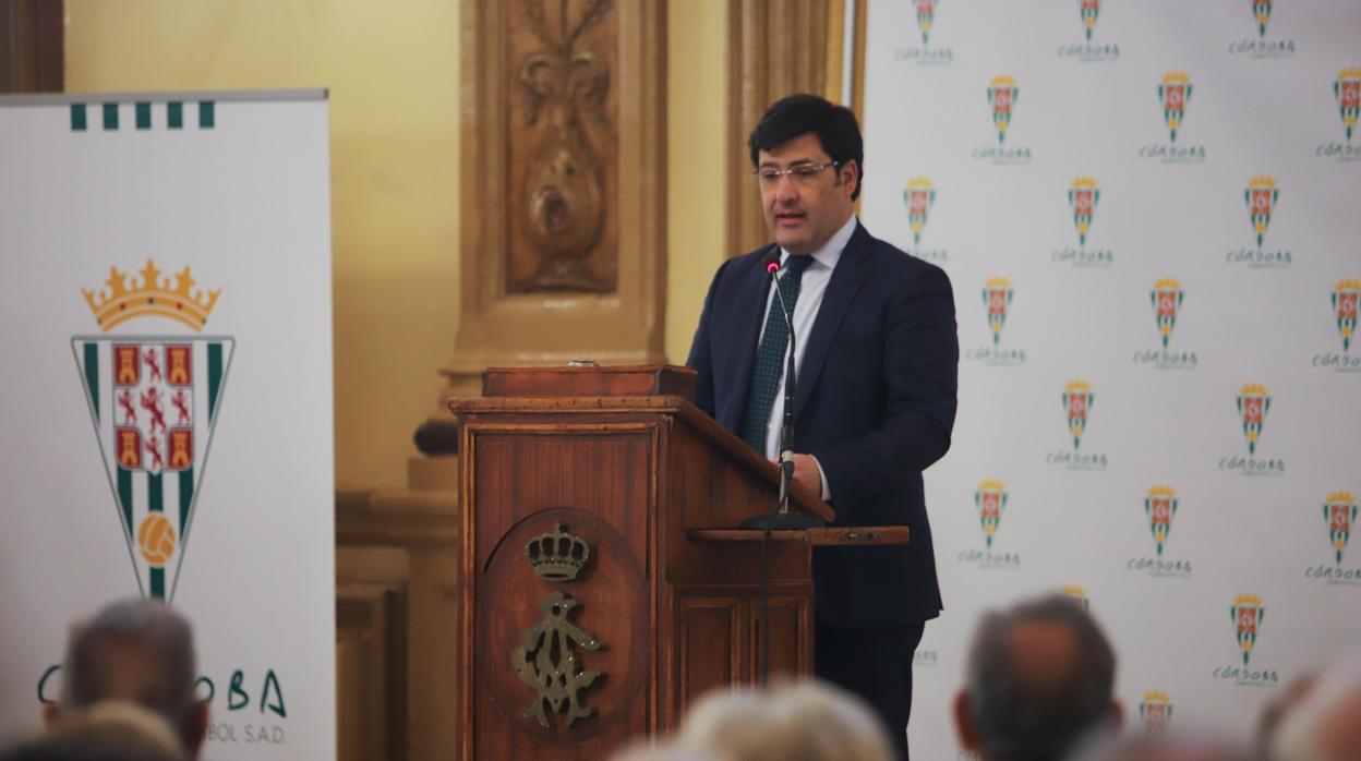 El presidente del Córdoba CF, Jesús León, en su último acto público