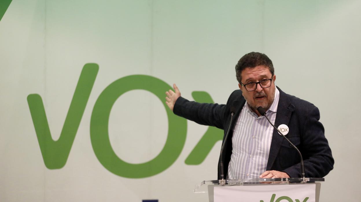 Francisco Serrano, portavoz de Vox en Andalucía durante un mitin en Córdoba