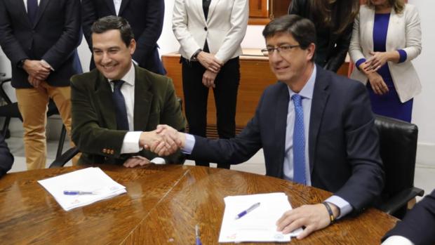 PP y Cs cierran un pacto para gobernar en coalición en Andalucía