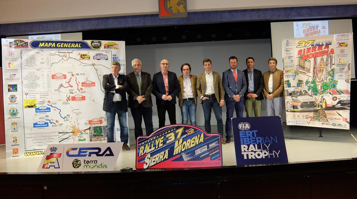 Autoridades durante la presentación del recorrido del Rallye Sierra Morena, este martes