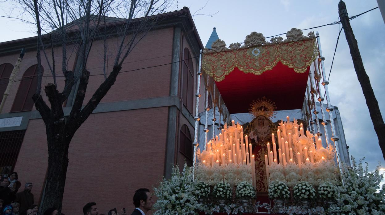 La Virgen de la O, en su paso de palio, el Sábado de Pasión de 2018