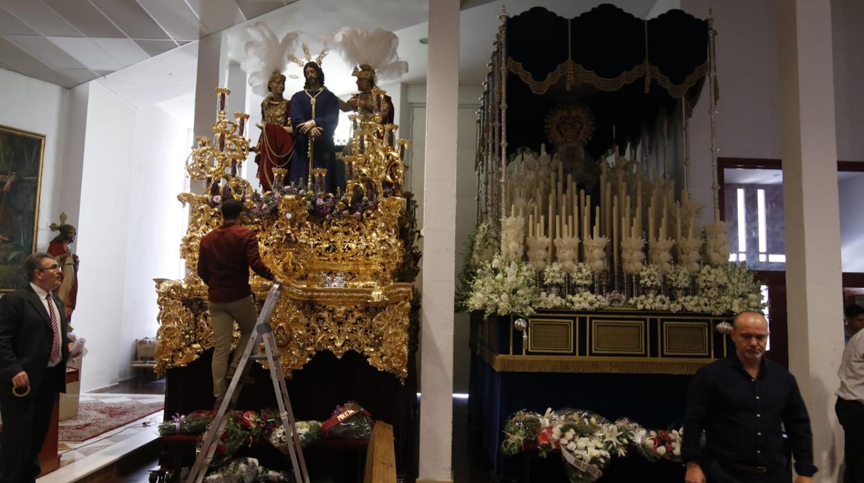 Preparativos en la hermandad de la Estrella